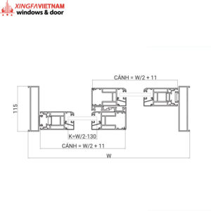 Ban Ve Lap Ghep Cua Di Mo Truot 2 Canh Nhom Xingfa Anodise He 115 1