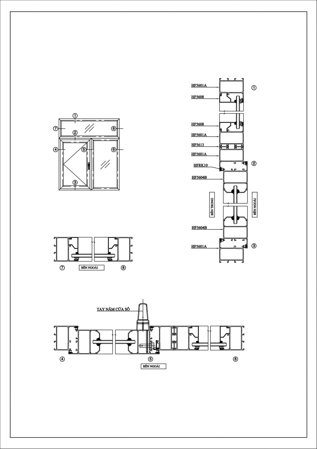 Cửa Sổ Mở Quay 1 Cánh Nhôm Xingfa Hệ Châu Âu Không Cầu Cách Nhiệt Hệ 56 2