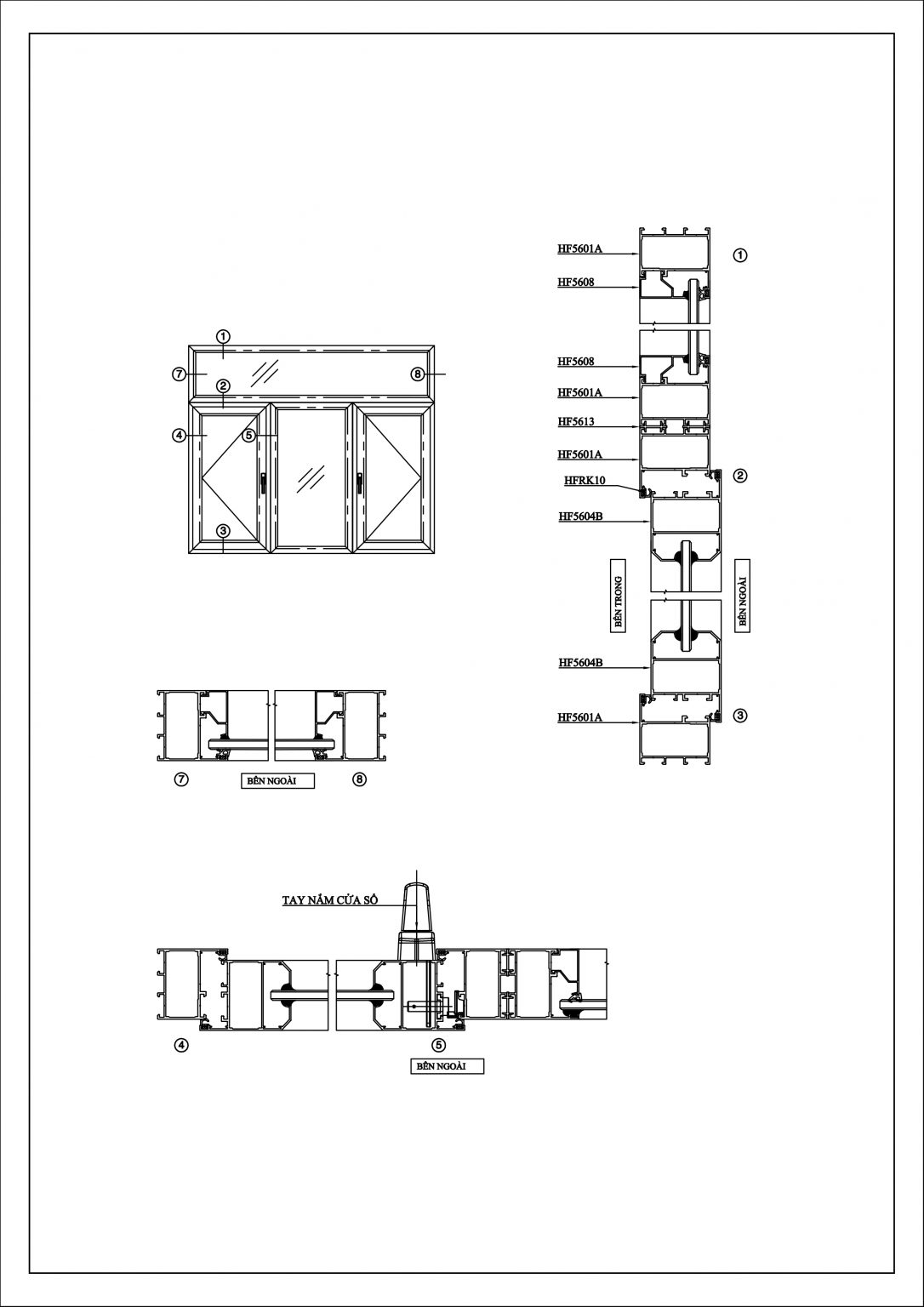 Cửa Sổ Mở Quay 1 Cánh Nhôm Xingfa Hệ Châu Âu Không Cầu Cách Nhiệt Hệ 56