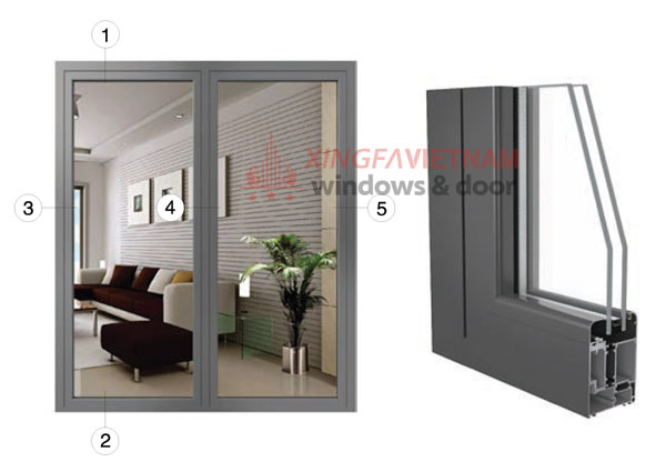 Cửa đi Mở Quay Có Cầu Hệ Dp56d 1