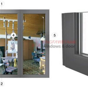 Cửa đi Mở Quay Có Cầu Hệ Dp56d 2