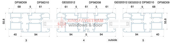 Cửa đi Mở Quay Có Cầu Hệ Dp56d 3