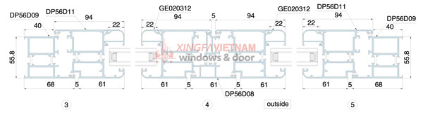 Cửa đi Mở Quay Có Cầu Hệ Dp56d 4
