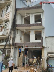 Công trình đang thì công cửa nhôm Xingfa tại nhà anh Thuận ở Gò Vấp, TPHCM