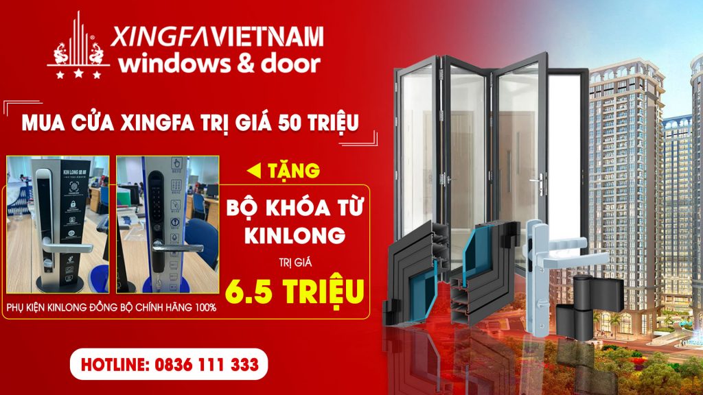 Chương trình khuyến mãi mua cửa nhôm xingfa tặng bộ khoá điện tử Kinlong 6,5 triệu