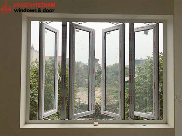 Mẫu cửa sổ mở quay 4 cánh nhôm Xingfa hệ 55 dày 1.4mm