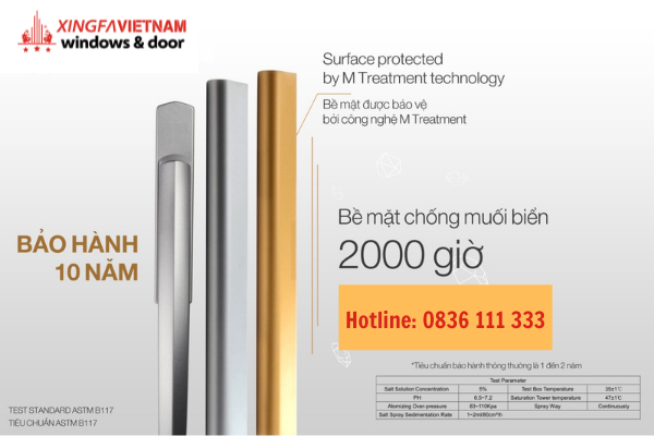 Bề mặt chống muối mặn trên 2000 giờ