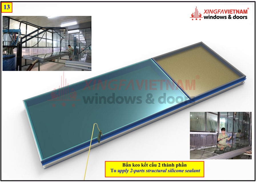 Gia công / Lắp ghép / Bắn keo Hệ thông vách kính Unitized