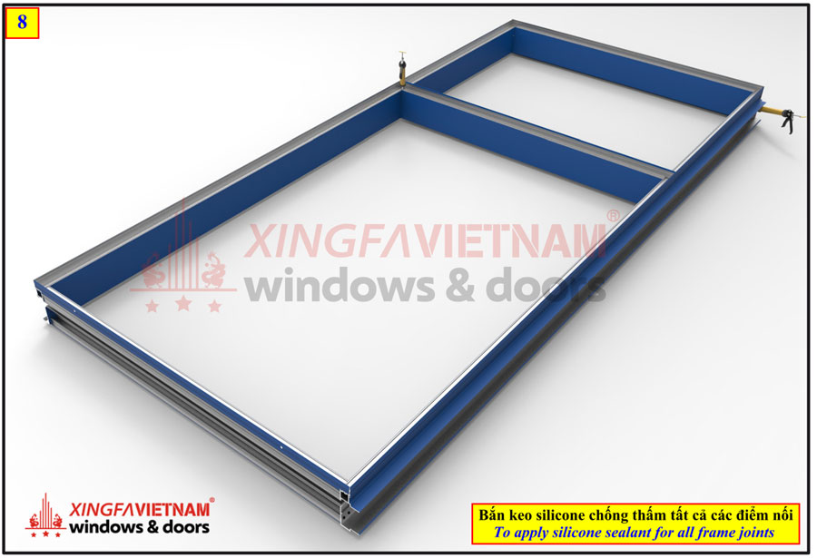 Gia công / Lắp ghép / Bắn keo Hệ thông vách kính Unitized