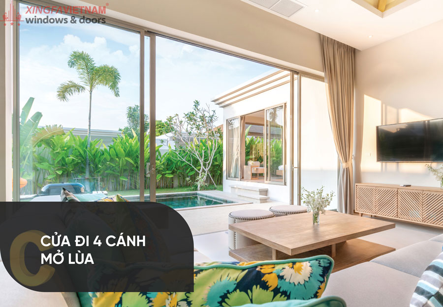 Cửa đi 4 Cánh Mở Lùa Hệ Nhôm Châu âu C-Class 120