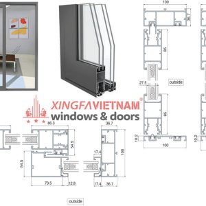 Cửa đi Lùa 1 Ray Hệ Nhôm C Class L100f Châu âu 1