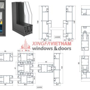 Cửa đi Lùa 3 Ray Hệ Nhôm C Class L100f Châu âu 1