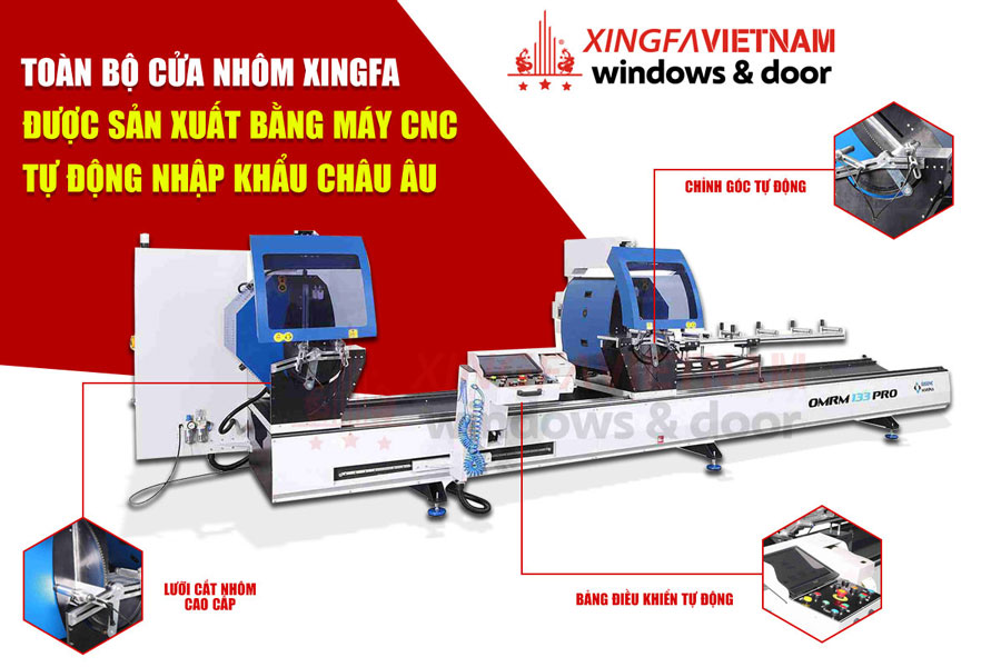 Máy cắt góc của Nhôm Xingfa bằng CNC tự động nhập khẩu Châu Âu