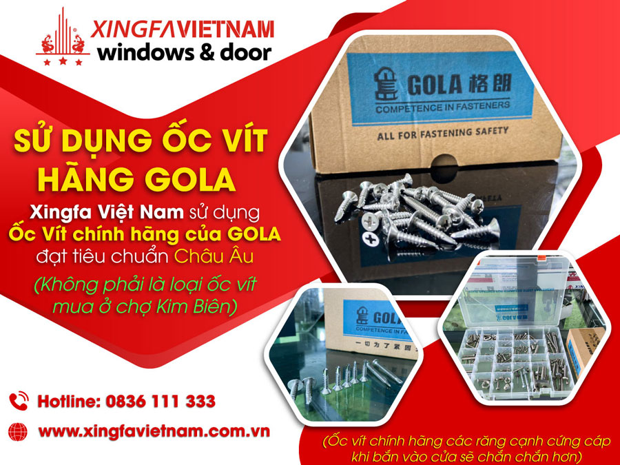 Sử dụng ốc vít Inox chính hãng Gola