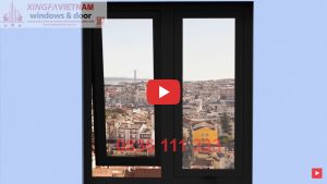 Cửa Sổ Mở Hất 2 Cánh Nhôm Xingfa Quảng Đông Tem đỏ Màu đen Tuyền