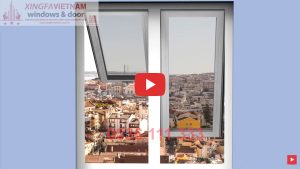 Cửa Sổ Mở Hất 2 Cánh Nhôm Xingfa Quảng Đông Tem đỏ Màu Trắng Ngà