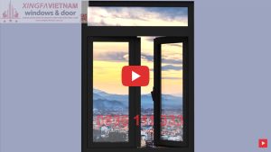 Cửa Sổ Mở Quay 2 Cánh Nhôm Xingfa Quảng Đông Tem đỏ Màu đen Tuyền