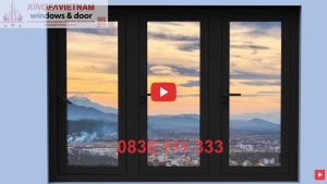 Cửa Sổ Mở Quay 3 Cánh Nhôm Xingfa Quảng Đông Tem đỏ Màu đen Tuyền
