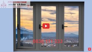 Cửa Sổ Mở Quay 3 Cánh Nhôm Xingfa Quảng Đông Tem đỏ Màu Xám Ghi