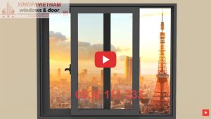 Cửa Sổ Mở Trượt 2 Cánh Nhôm Xingfa Quảng Đông Tem đỏ Màu Xám Ghi