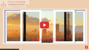 Cửa Sổ Mở Trượt 4 Cánh Nhôm Xingfa Quảng Đông Tem đỏ Màu Trắng Ngà