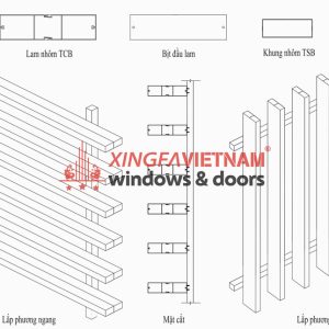 Mặt Cắt Kĩ Thuật Lam Nhôm Chắn Nắng Hộp Ghép