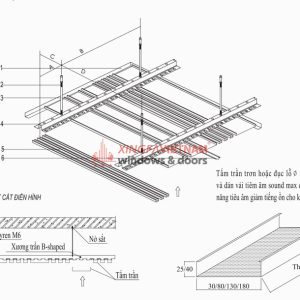 Mặt Cắt Kĩ Thuật Trần Nhôm B Shaped