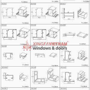 Mặt Cắt Kĩ Thuật Hệ Cửa Nhôm Xingfa 55