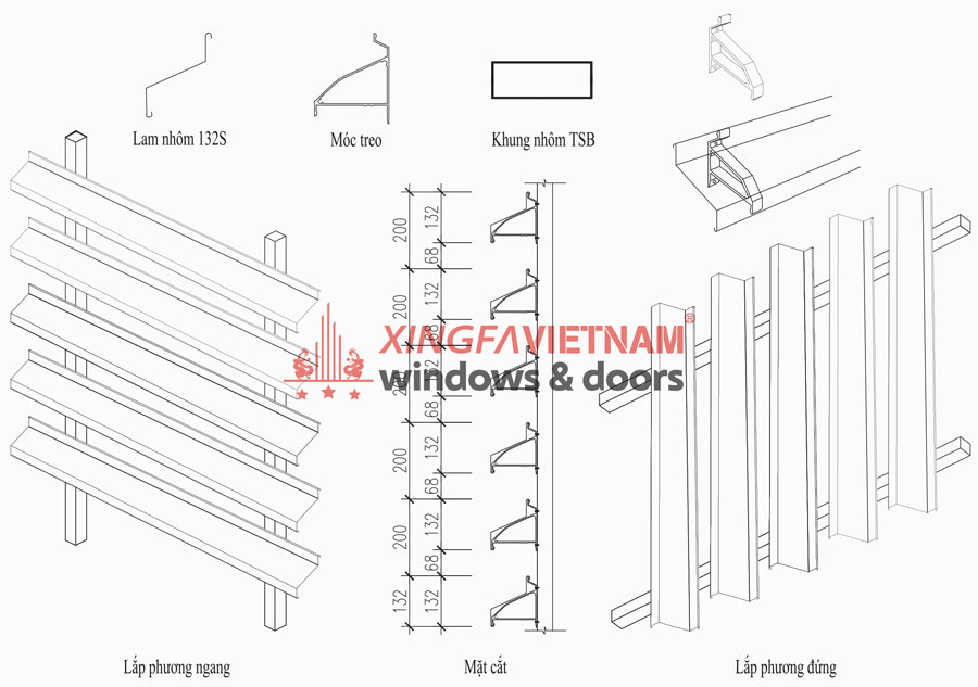 Mặt Cắt Kĩ Thuật Lam Chắn Nắng 132s