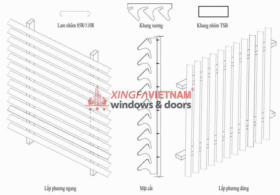 Mặt Cắt Kĩ Thuật Lam Chắn Nắng 85c