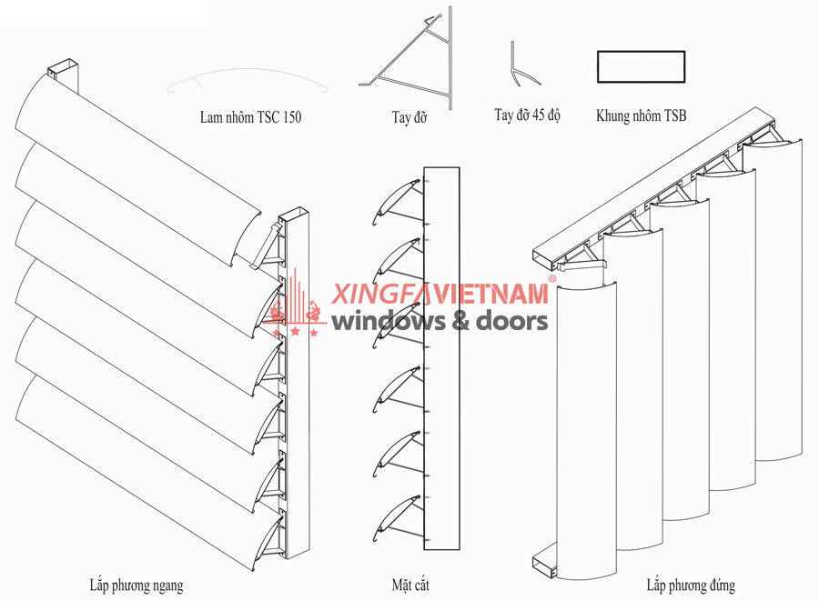 Mặt Cắt Kĩ Thuật Lam Chắn Nắng Cánh Cung Mặt Cắt Kĩ Thuật Lam Chắn Nắng Cánh Cung