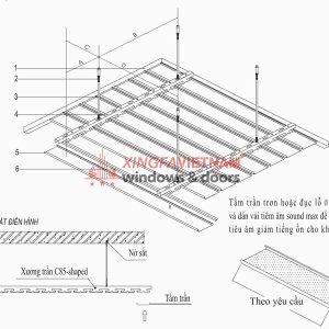 Mặt Cắt Kĩ Thuật Trần Nhôm C85 Shaped