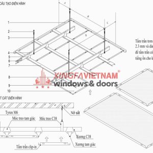 Mặt Cắt Kĩ Thuật Trần Nhôm Chim Clip In