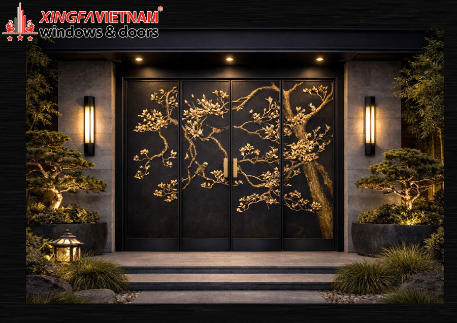 Cửa Cổng Hợp Kim Nhôm Điêu Khắc GĐK-006